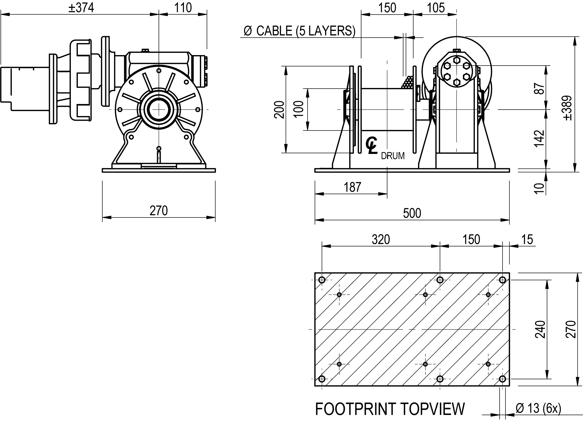 Dimension drawing EMCE series LV type 425