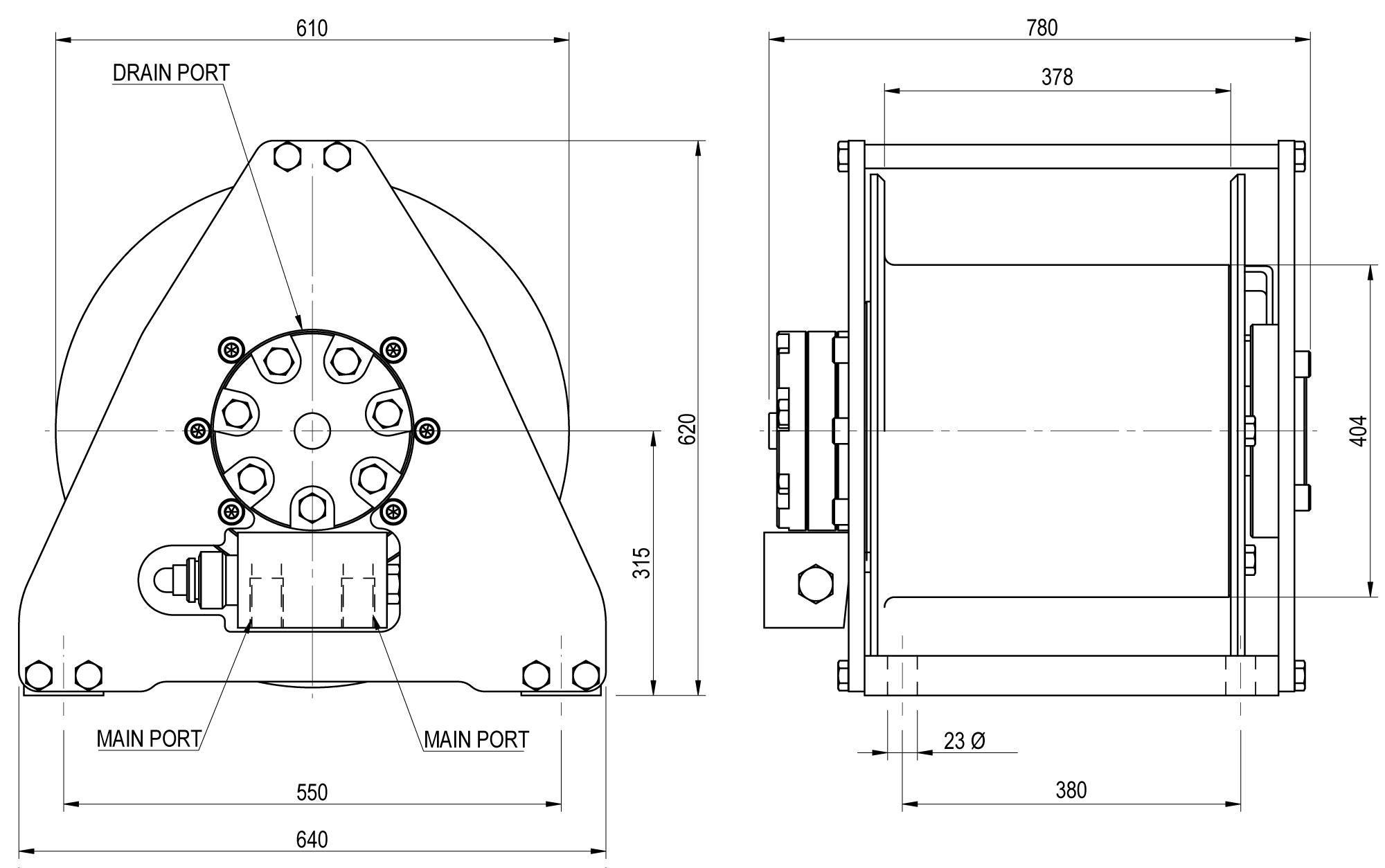 Dimension drawing EMCE series SH type 70