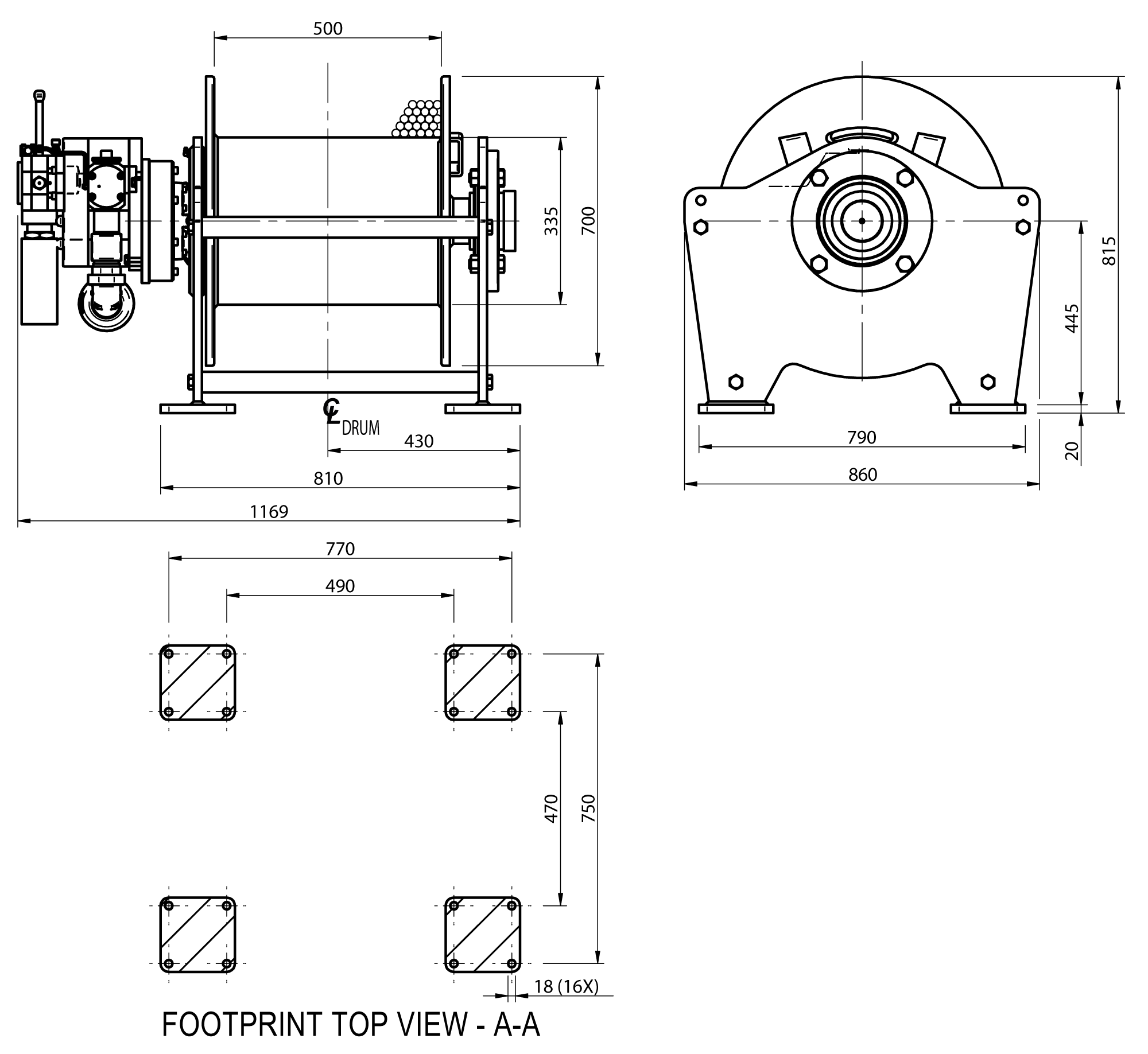 Dimension drawing EMCE series OAW type GP-3