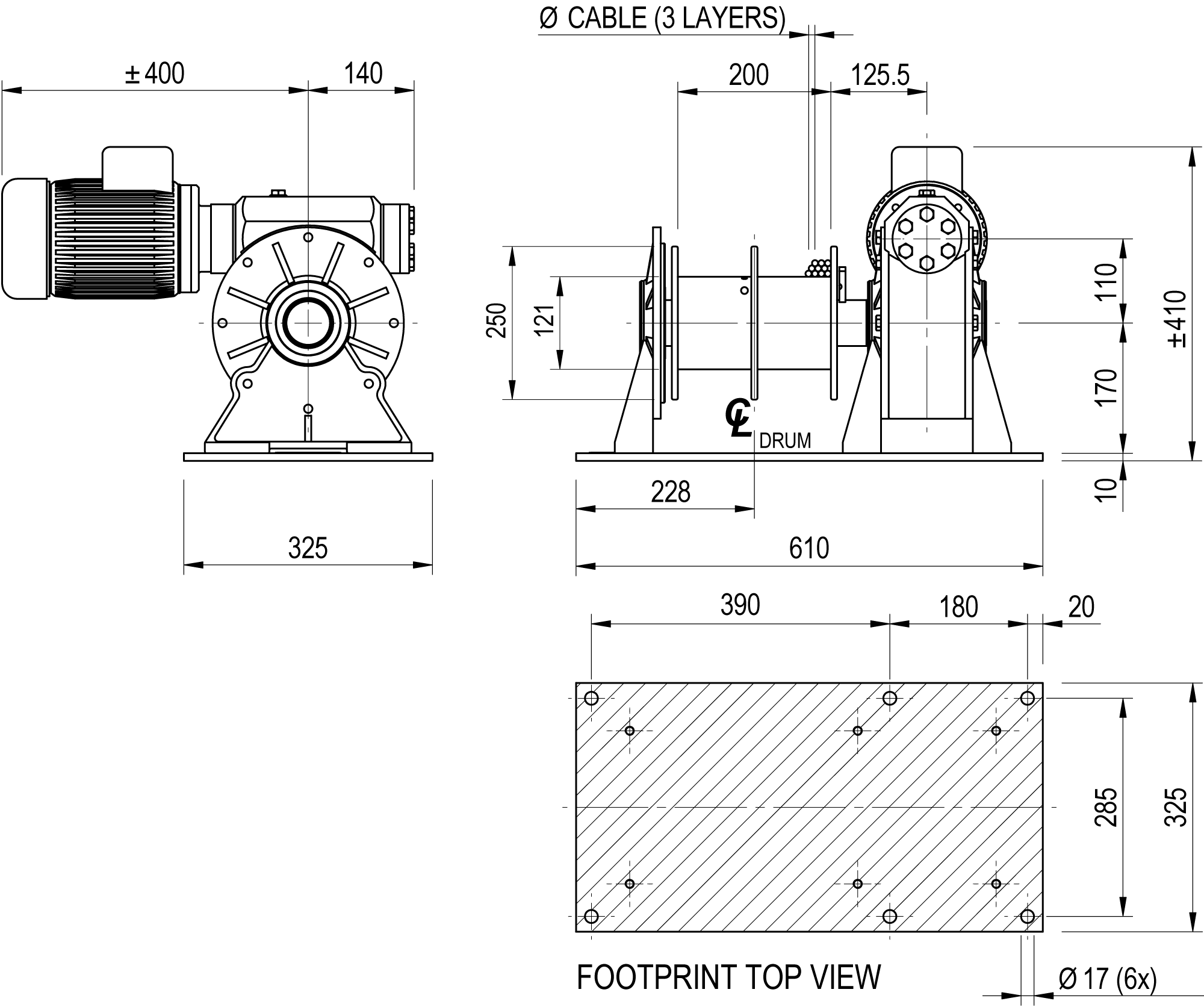 Dimension drawing EMCE series AW type 500