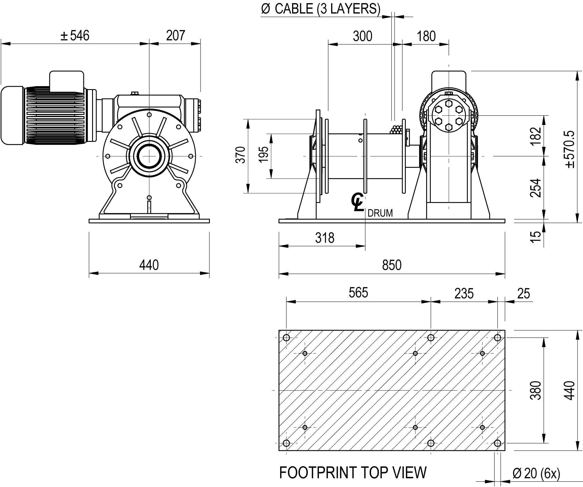 Dimension drawing EMCE series AW type 1500