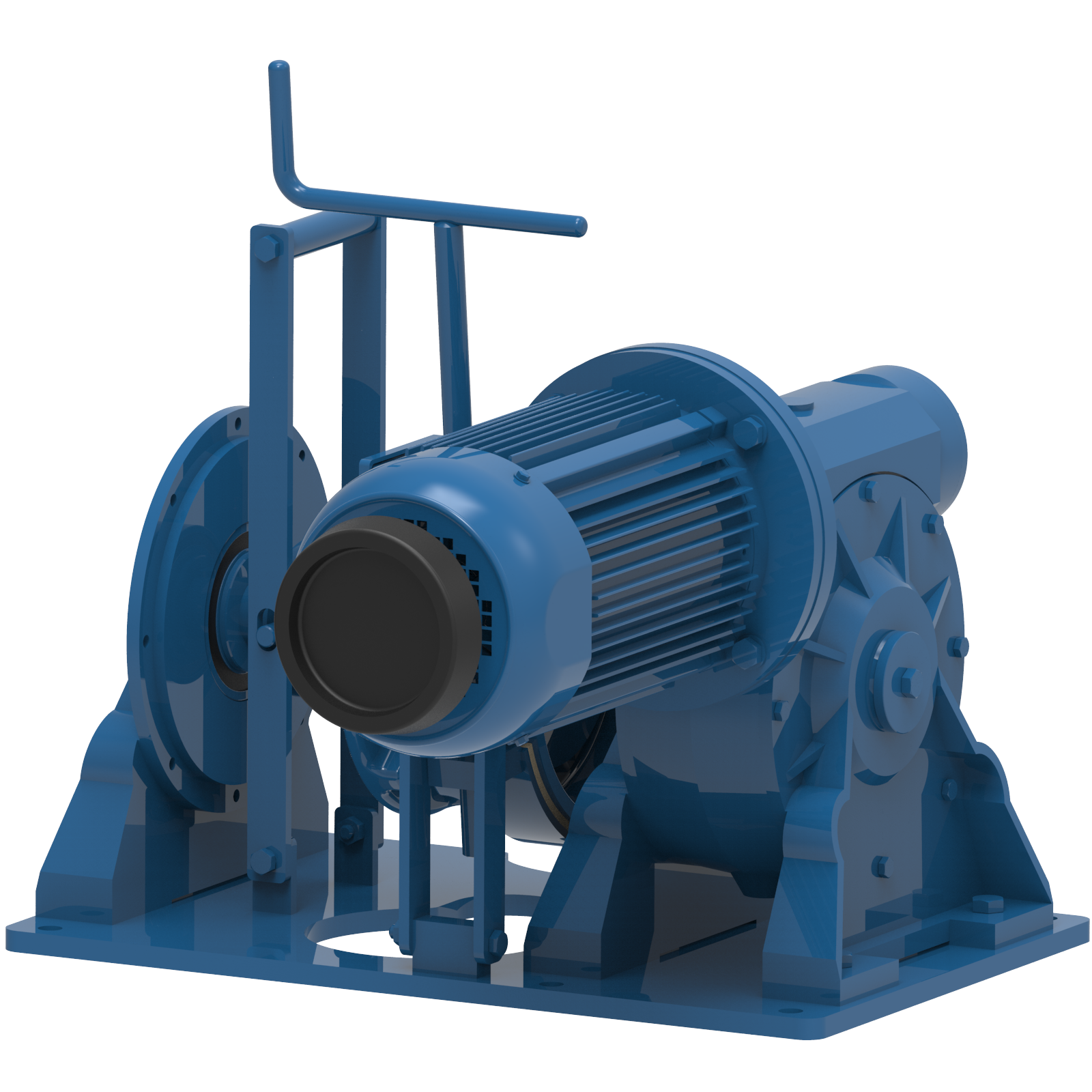 Render drawing of EMCE winch type W0250E-blue view number 3